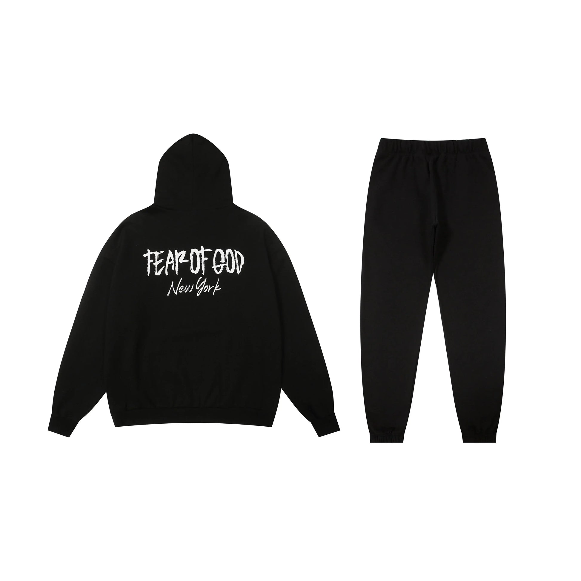 Essentials black signature comfort fleece hoodie with soft interior detail by Fear Of God