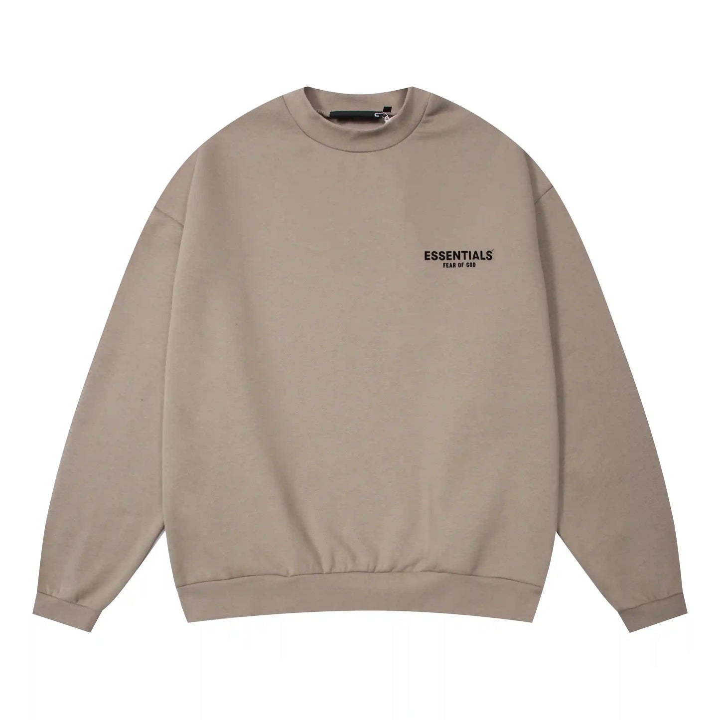 Essentials Sandrift hoodie set branding detail close-up