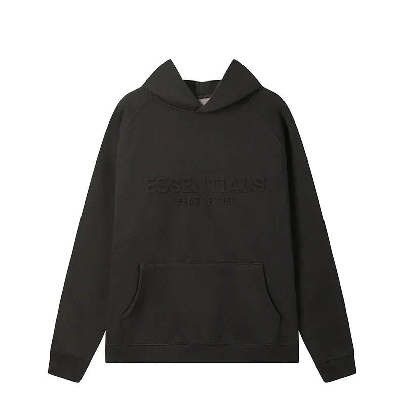 Essentials black elevated fleece joggers with elastic waistband comfort by Fear Of God

