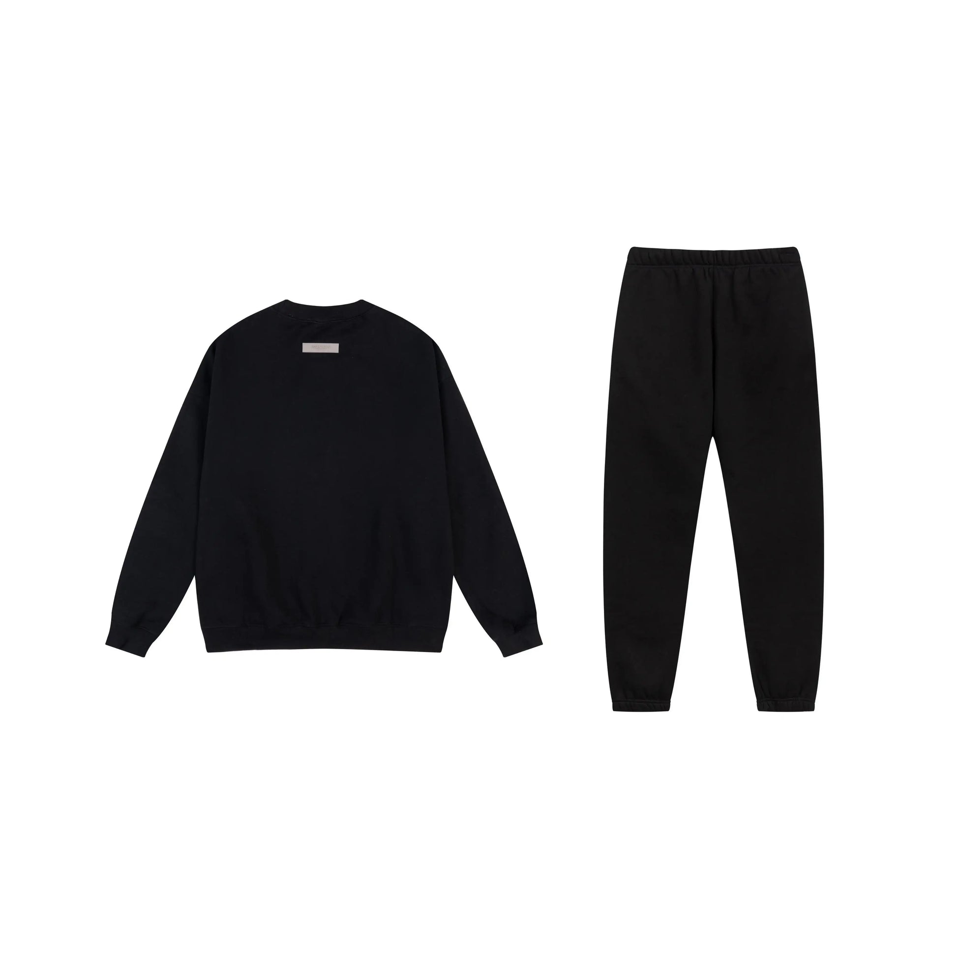 Essentials tracksuit black full set angled view relaxed fit