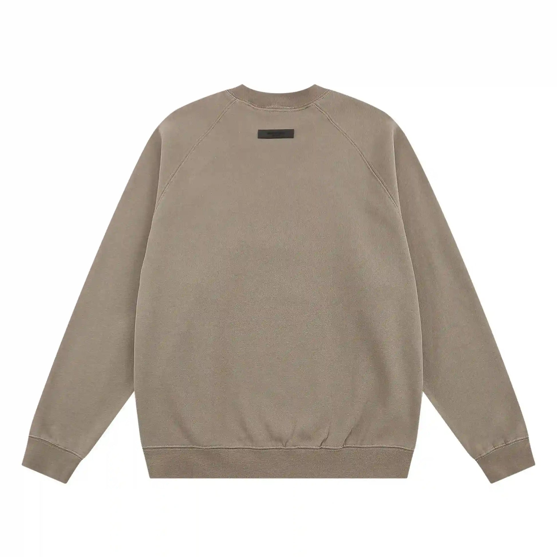 Fear of God Essentials sandrift sweatshirt back view with Essentials logo