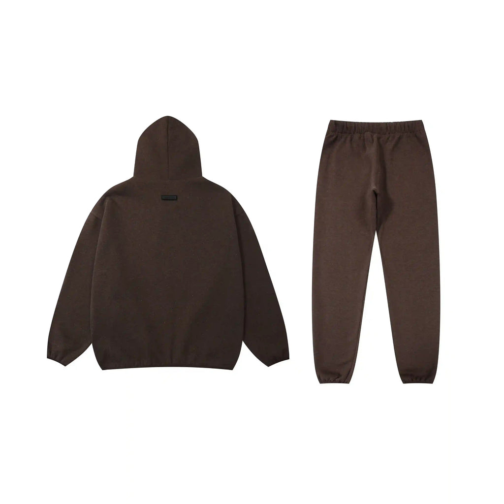 New Dark FEAR OF GOD ESSENTIALS Hooded Clothing Congo Brown Long Sleeve Tracksuit 2