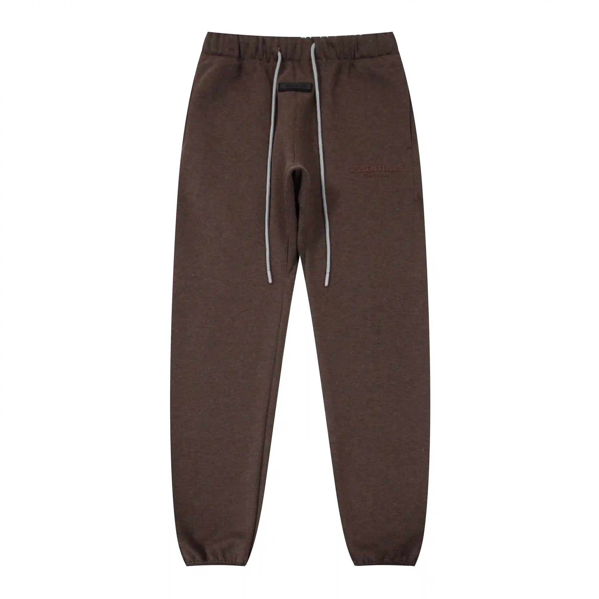 Congo brown Essentials joggers soft-touch rubberized logo on leg close-up