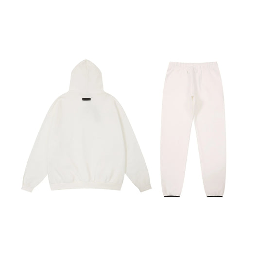 Essentials eggshell cozy fleece hoodie with soft interior detail by Fear Of God
