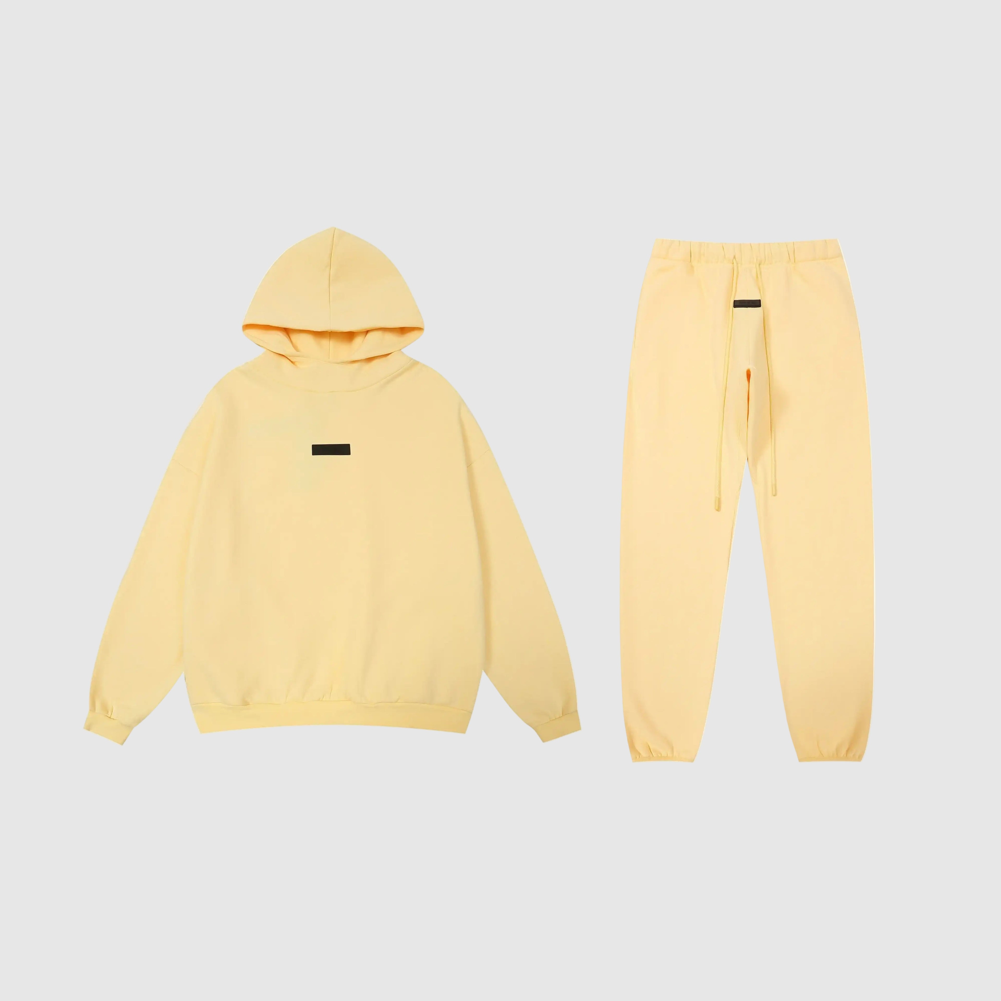 New FEAR OF GOD Hooded ESSENTIALS Clothing Garden Yellow Long Sleeve Tracksuit 1