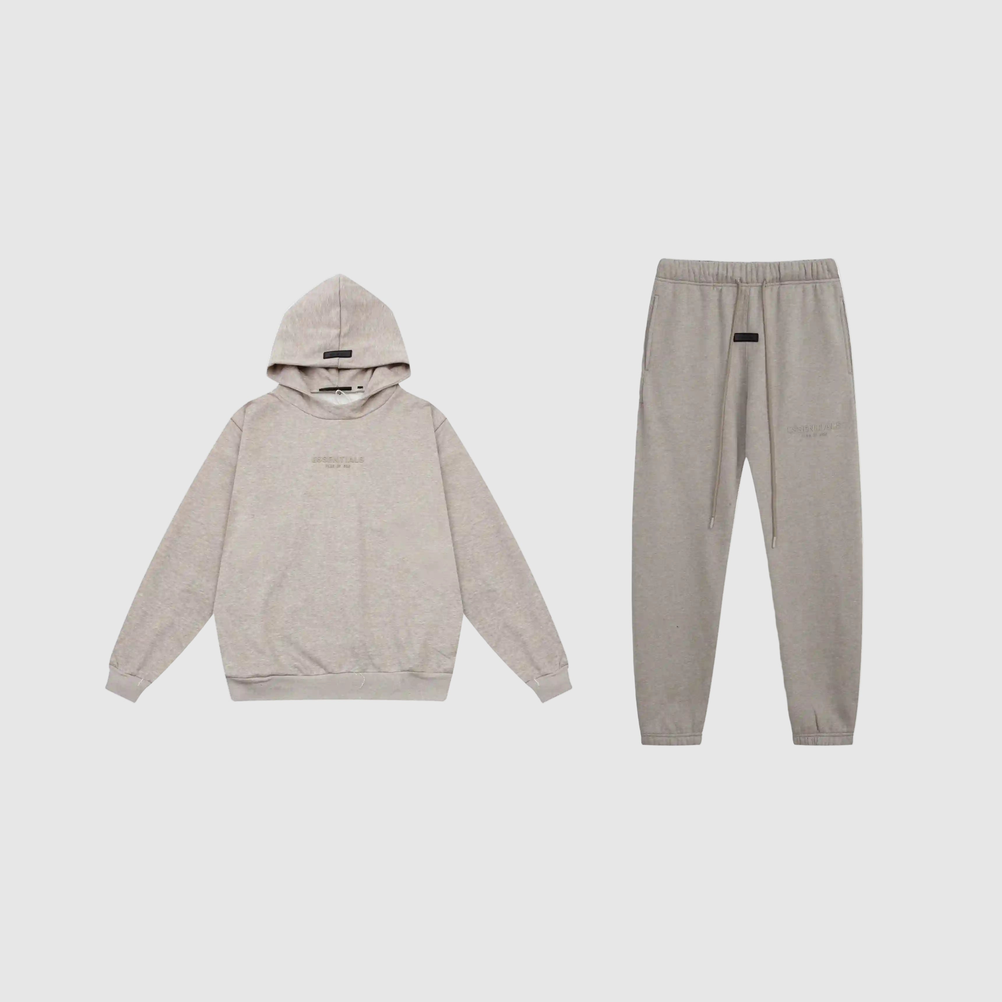 New FOG Hooded ESSENTIALS Clothing Heathered Grey Long Sleeve Tracksuit 1