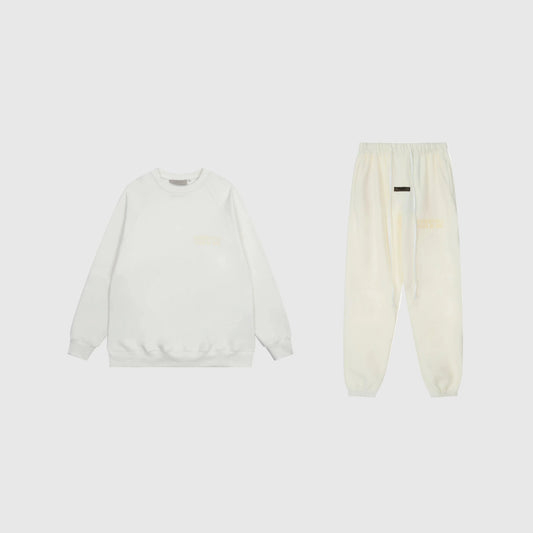 Fear of God Essentials cloud dance tracksuit front view crewneck and joggers