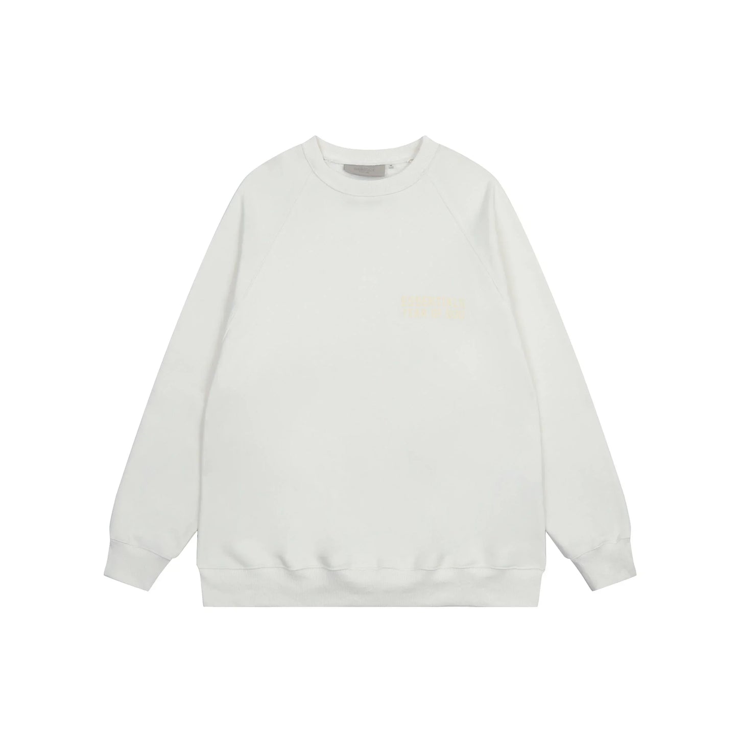 Cloud dance Essentials crewneck center front rubberized black bar branding detail