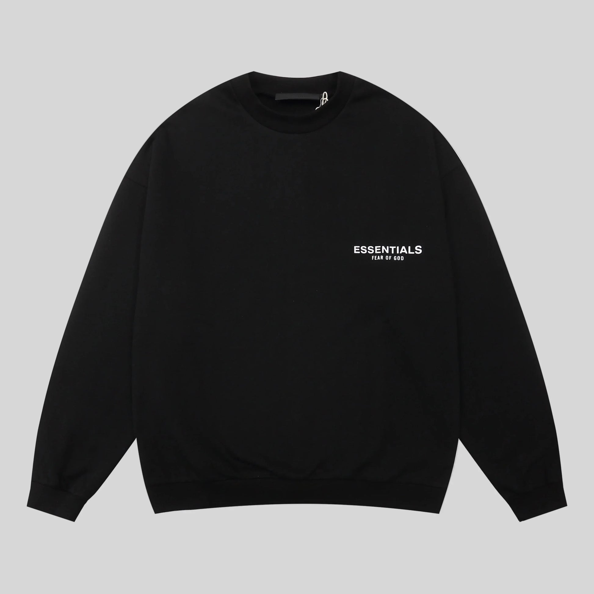 Patch Essentials Clothing Black Sweatshirt Front 