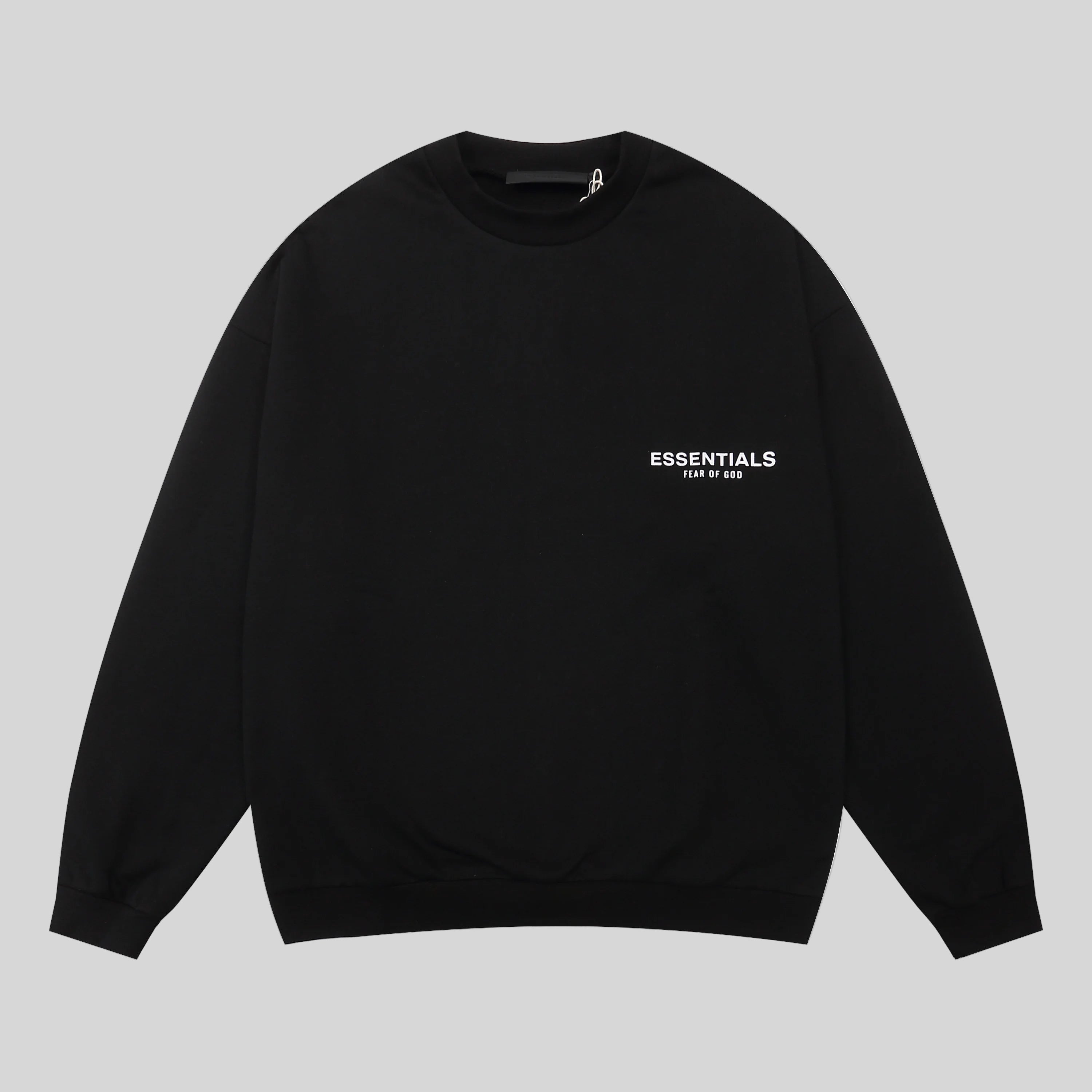 Patch Essentials Clothing Black Sweatshirt Front 