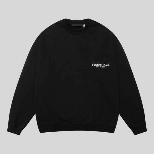 Patch Essentials Clothing Black Sweatshirt Front 