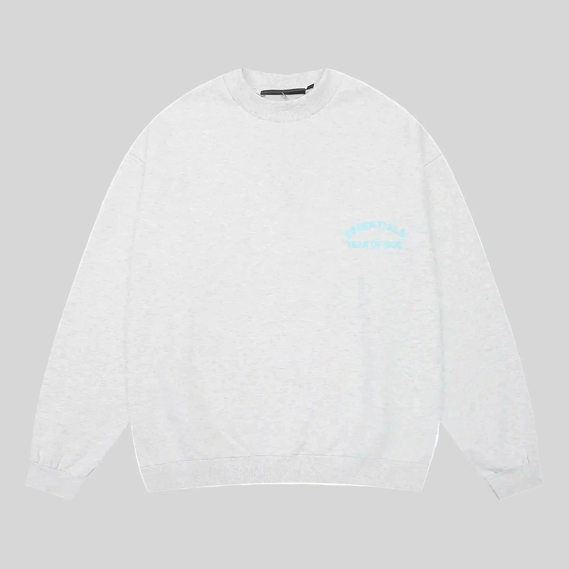 Fear of God Essentials eggshell crewneck sweatshirt front view 380gsm core fleece