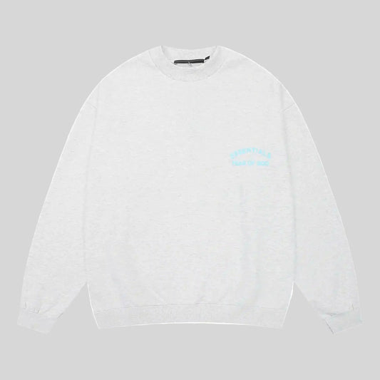 Fear of God Essentials eggshell crewneck sweatshirt front view 380gsm core fleece