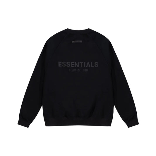 essentials black crewneck sweatshirt soft fleece casual
