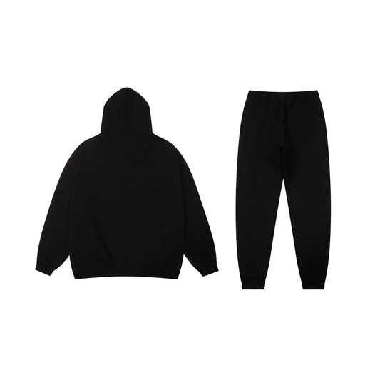 Essentials black comfort fit fleece hoodie with soft interior detail by Fear Of God