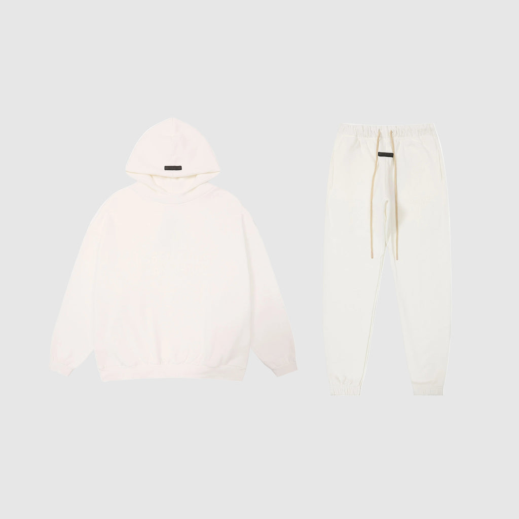 Plain FEAR OF GOD ESSENTIALS Hooded Clothing Eggshell Tracksuit 1