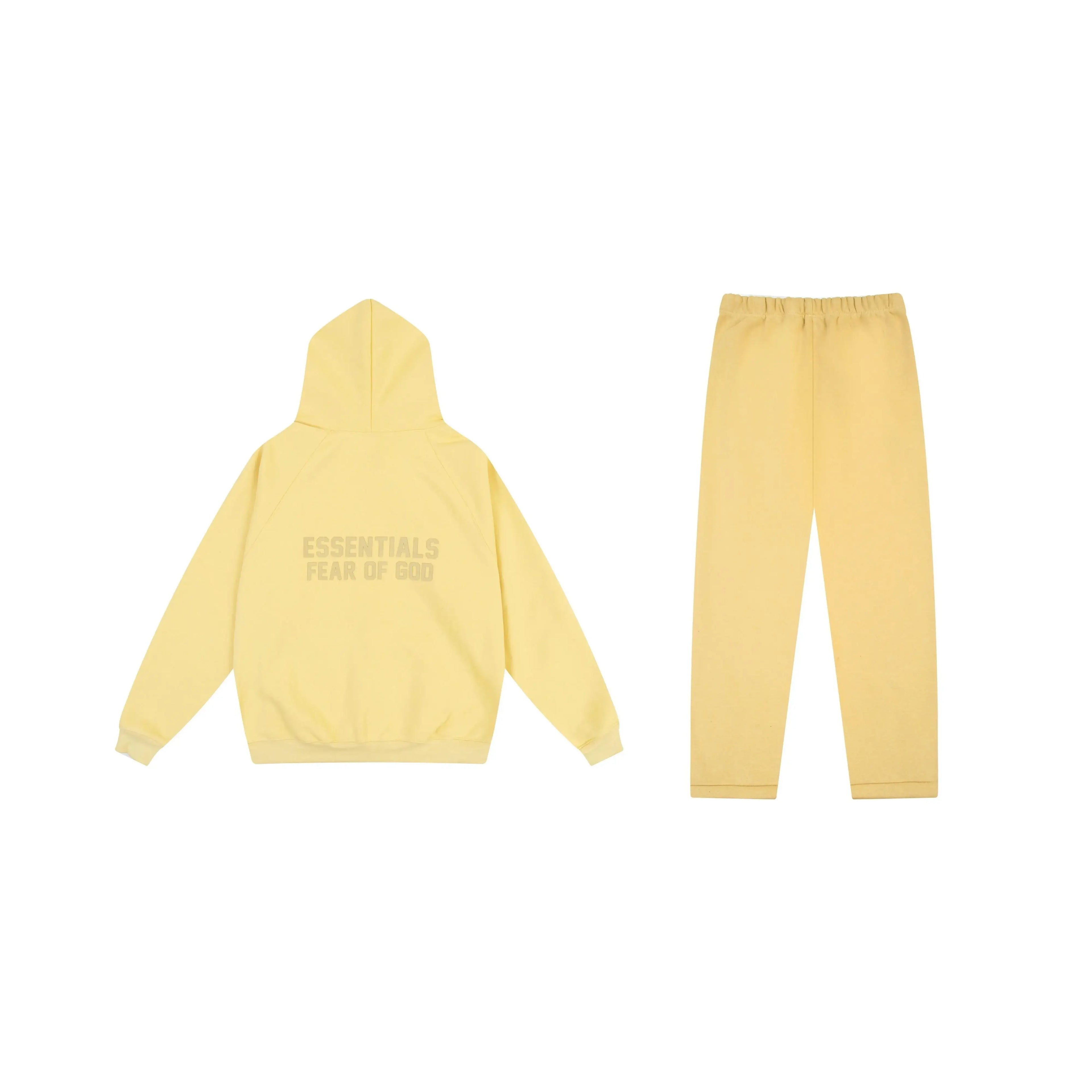 Pure Light FEAR OF GOD Hooded ESSENTIALS Clothing Garden Yellow Long Sleeve Tracksuit 2