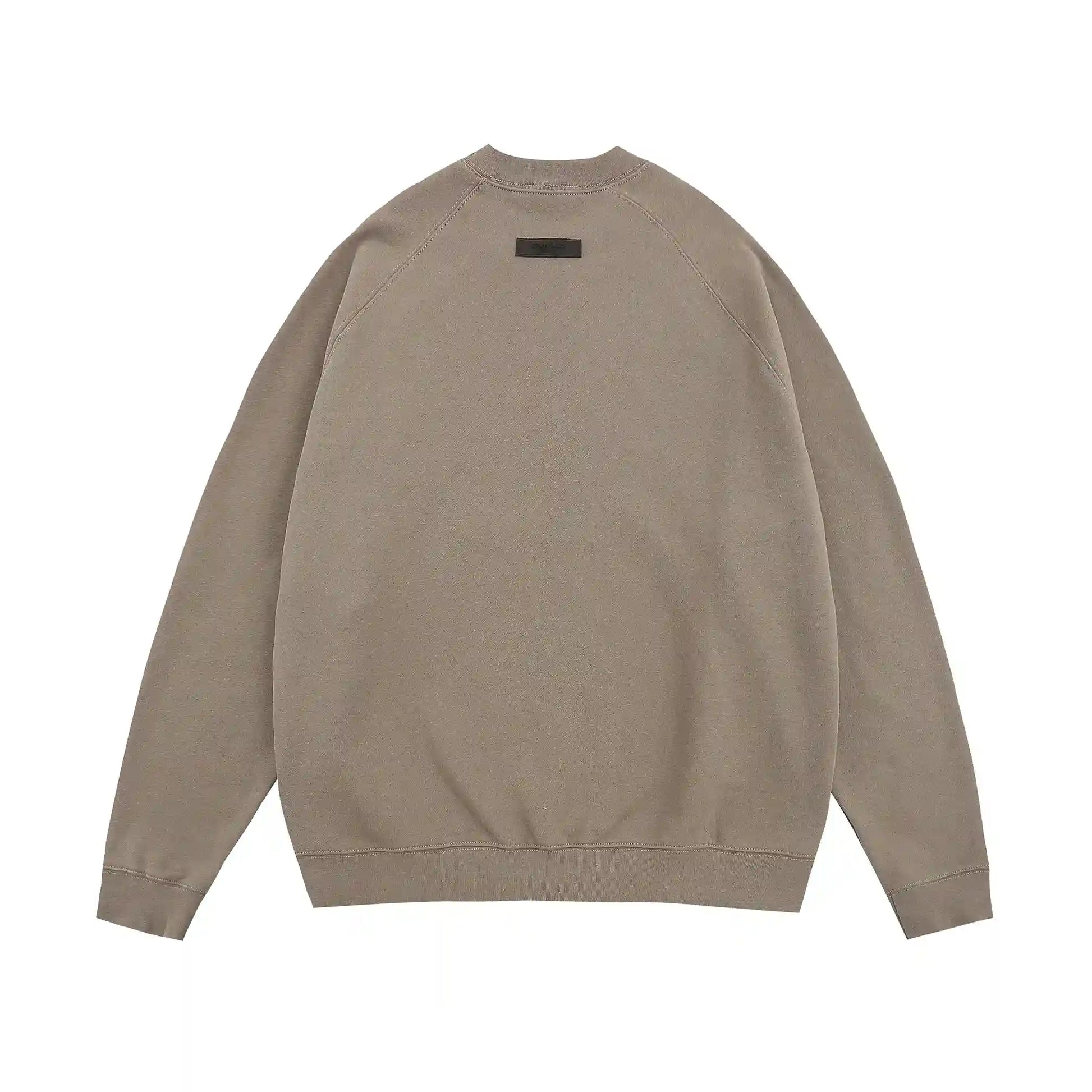 Fear of God Essentials sandrift sweatshirt back view with Essentials logo