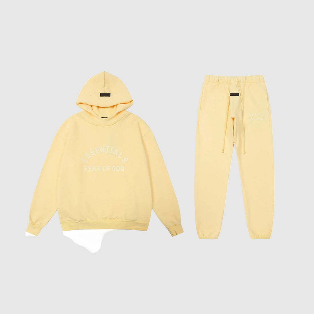 White Font ESSENTIALS FOG Clothing Garden Yellow Tracksuit 1