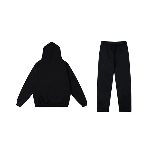 Essentials tracksuit black angled view relaxed fit set