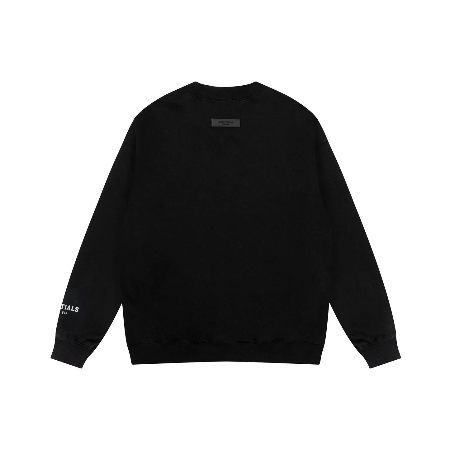 Black Essentials crewneck mock neckline and rib-knit cuff detail