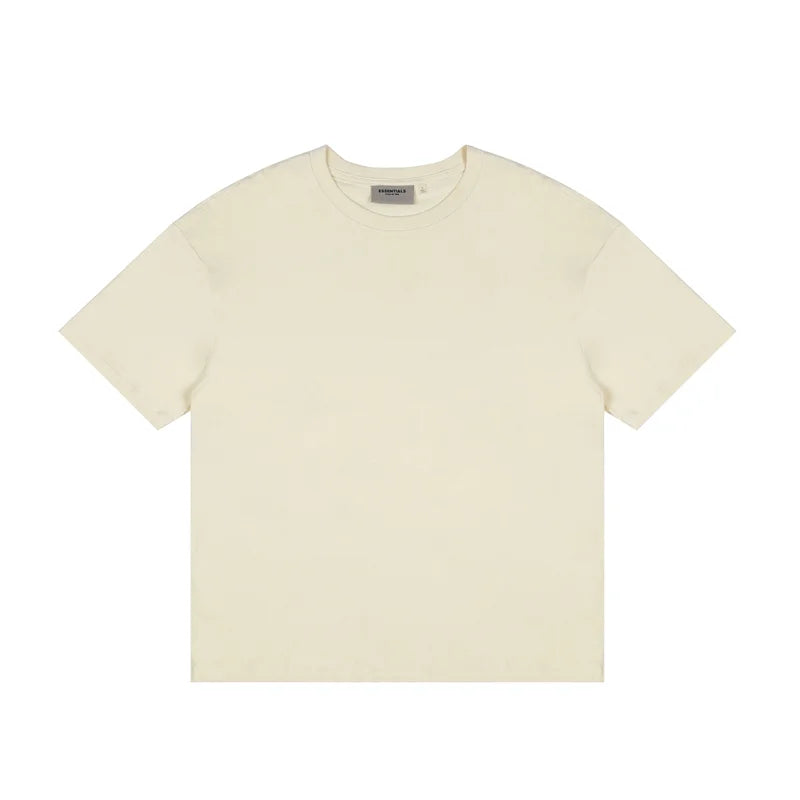 Premium cotton detail on Essentials cream t-shirt by Fear of God