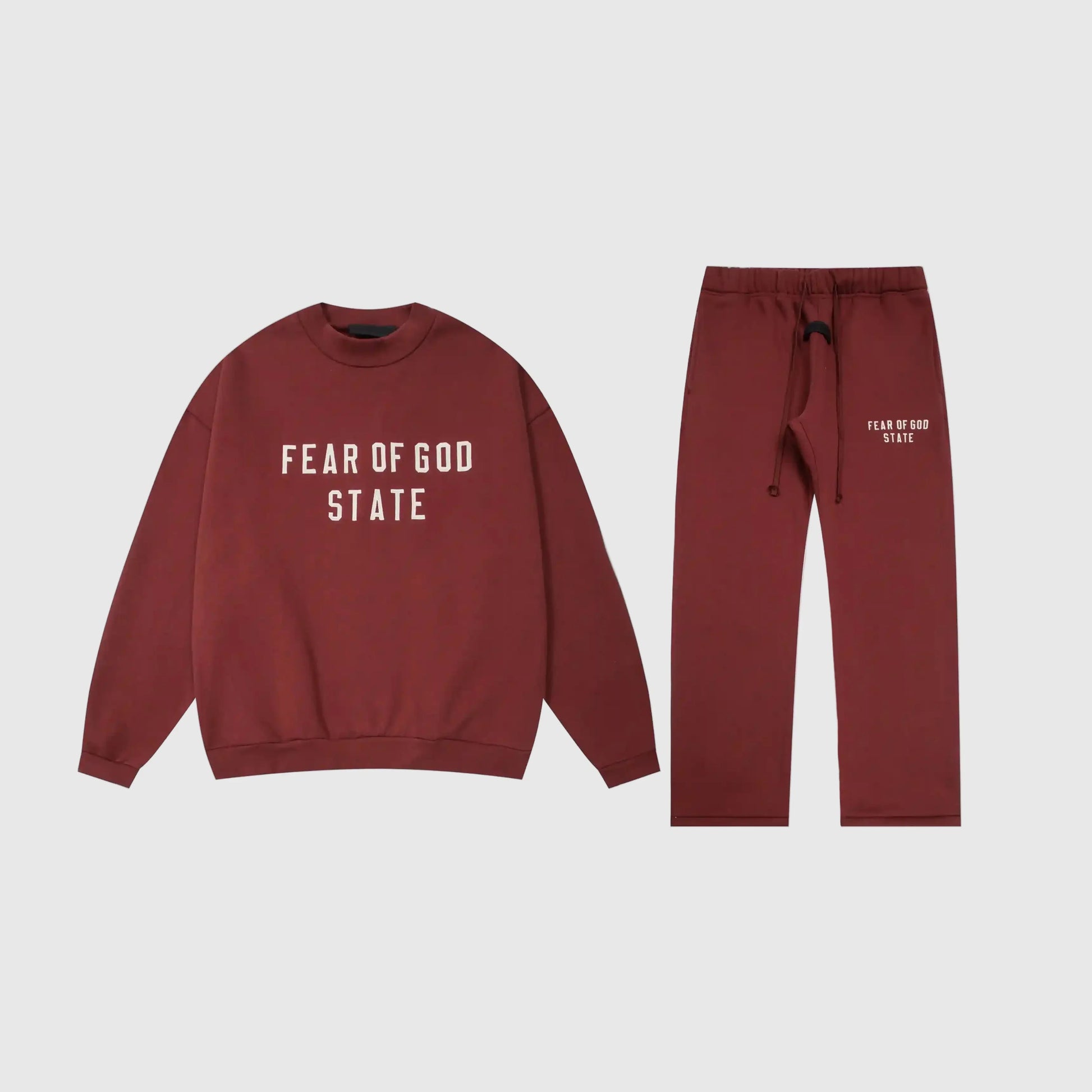Essentials dark chestnut fleece tracksuit set with relaxed fit by Fear Of God