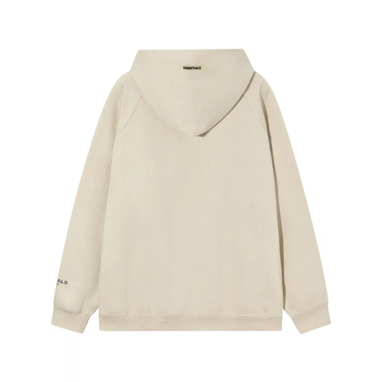 Design details of Essentials beige fleece tracksuit set by Fear Of God