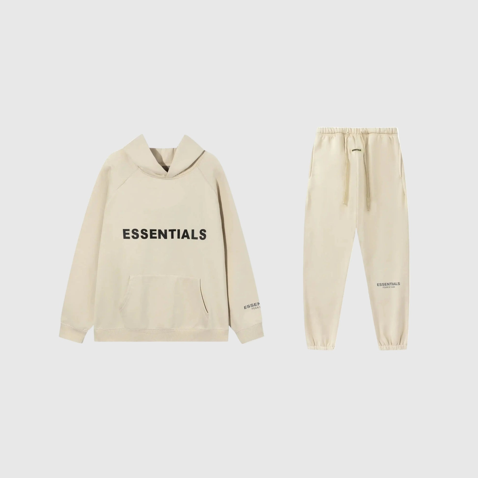 Essentials beige fleece tracksuit set with relaxed fit by Fear Of God