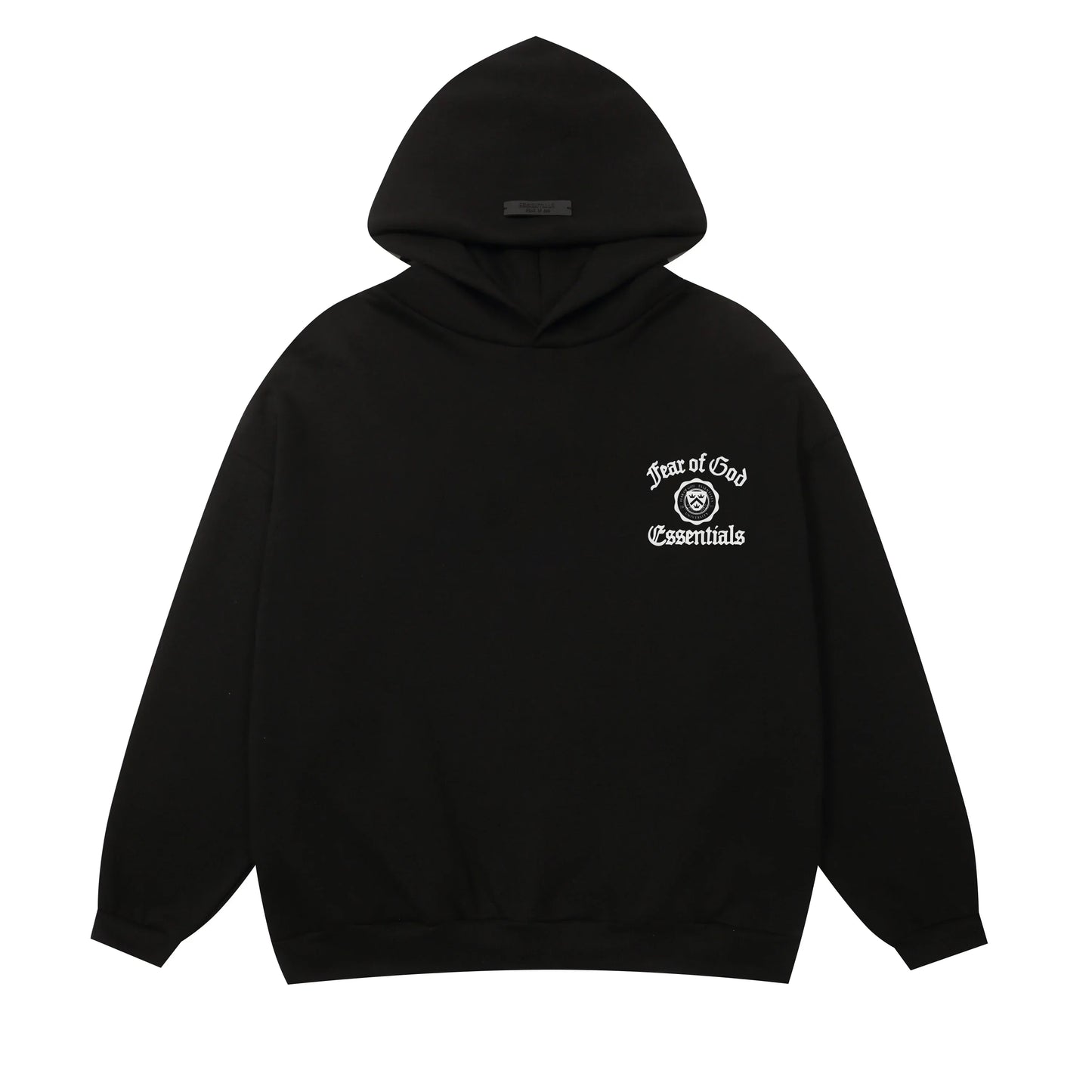 Essentials black classic fleece joggers with elastic waistband comfort by Fear Of God