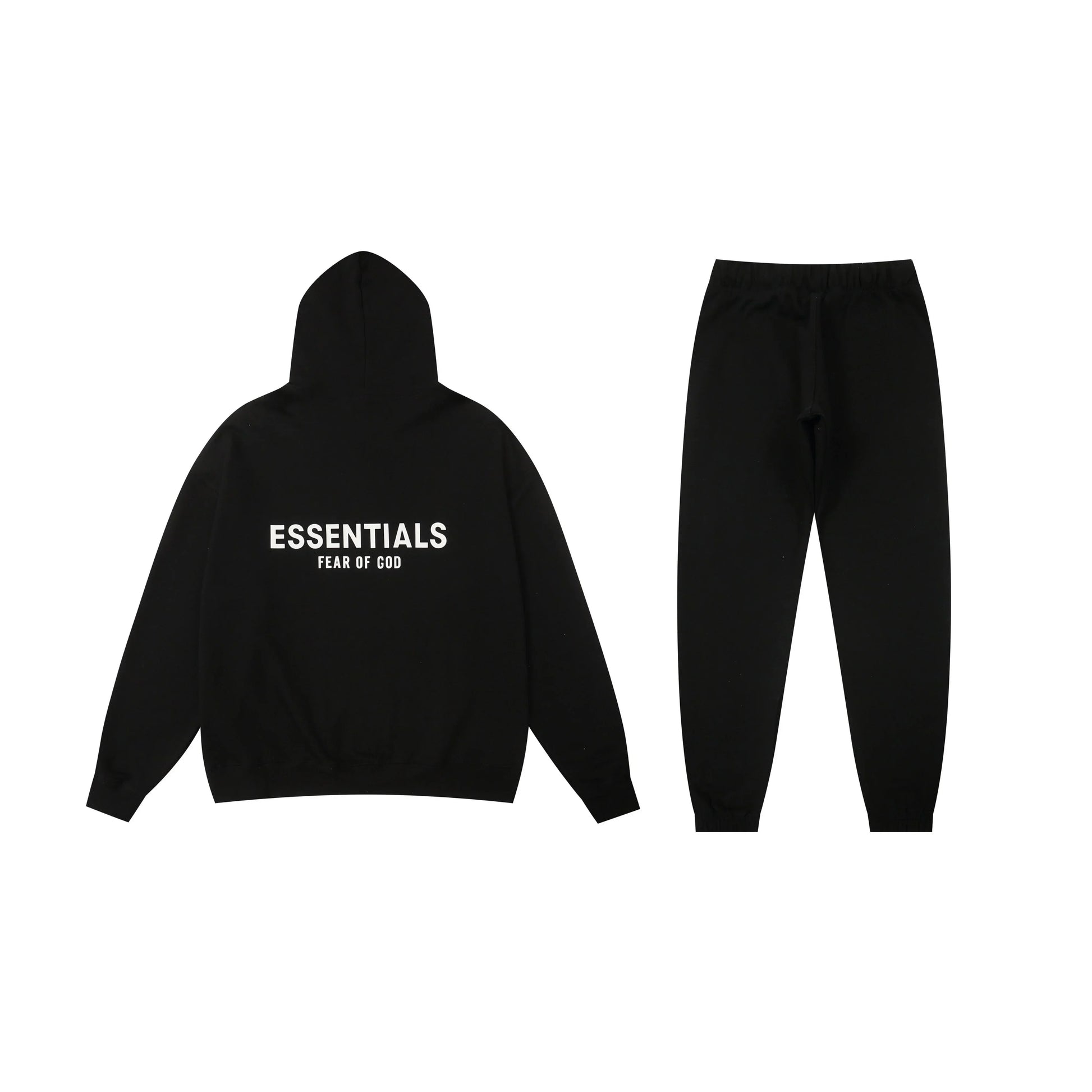 Essentials black comfort fleece hoodie with soft interior detail by Fear Of God