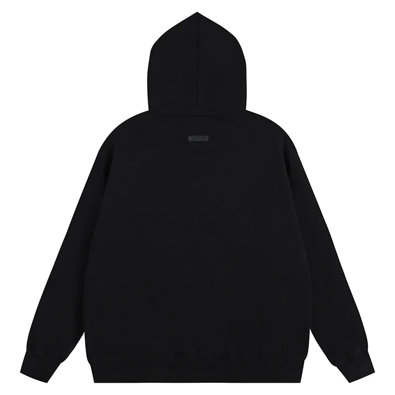 Design details of Essentials black core fleece tracksuit by Fear Of God