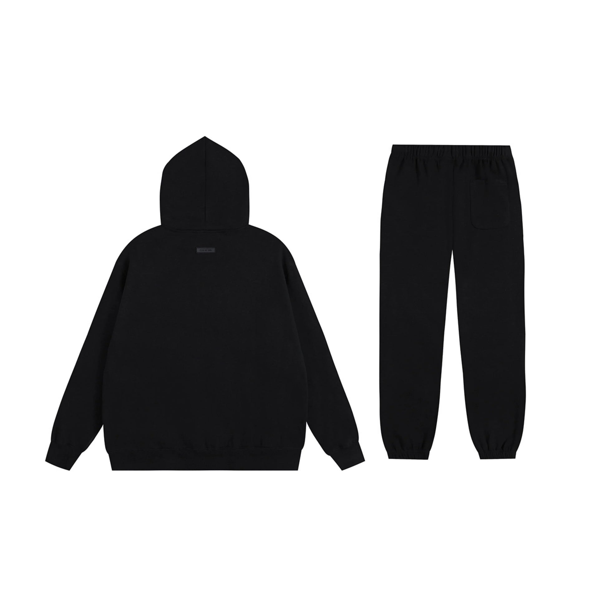 Essentials black core fleece hoodie with soft interior detail by Fear Of God