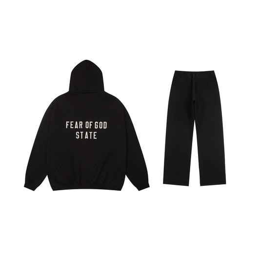 Essentials black cozy fleece hoodie with soft interior detail by Fear Of God