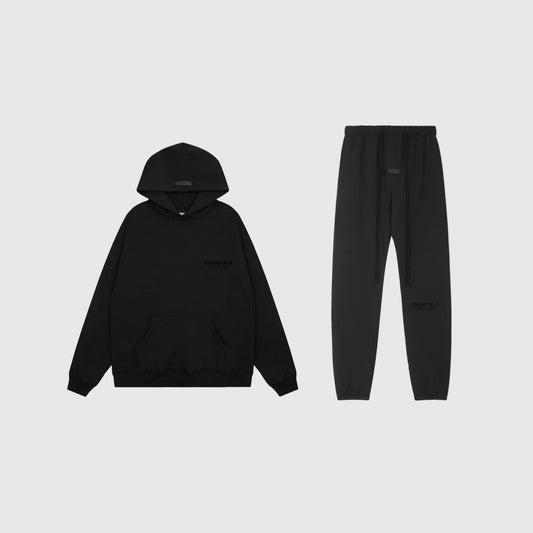 Essentials black everyday fleece tracksuit set with relaxed fit by Fear Of God