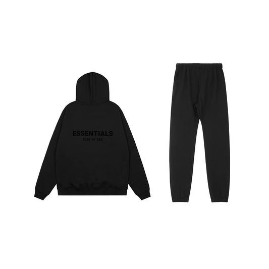 Essentials black everyday fleece hoodie with soft interior detail by Fear Of God
