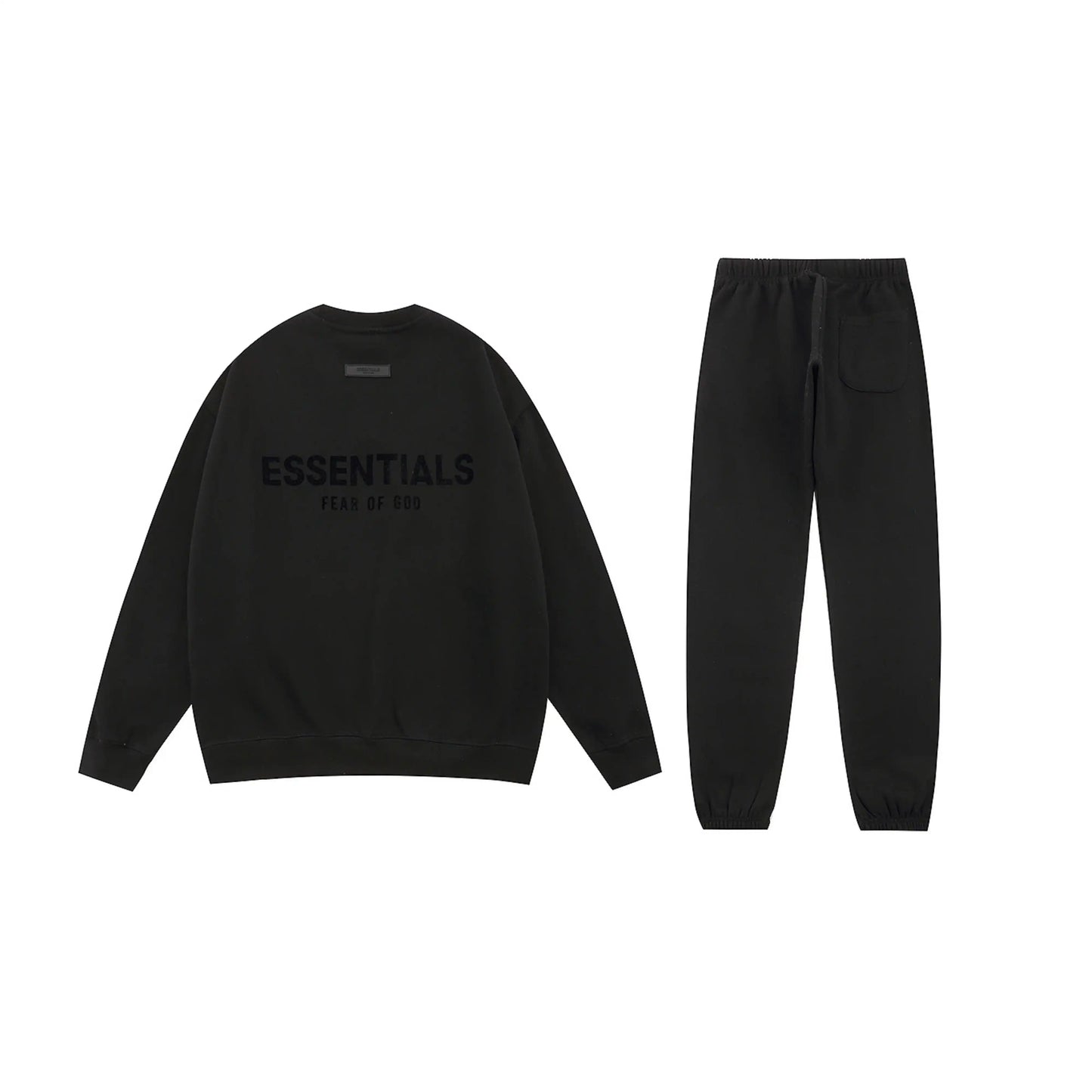 Essentials black fleece joggers with elastic waistband comfort by Fear Of God

