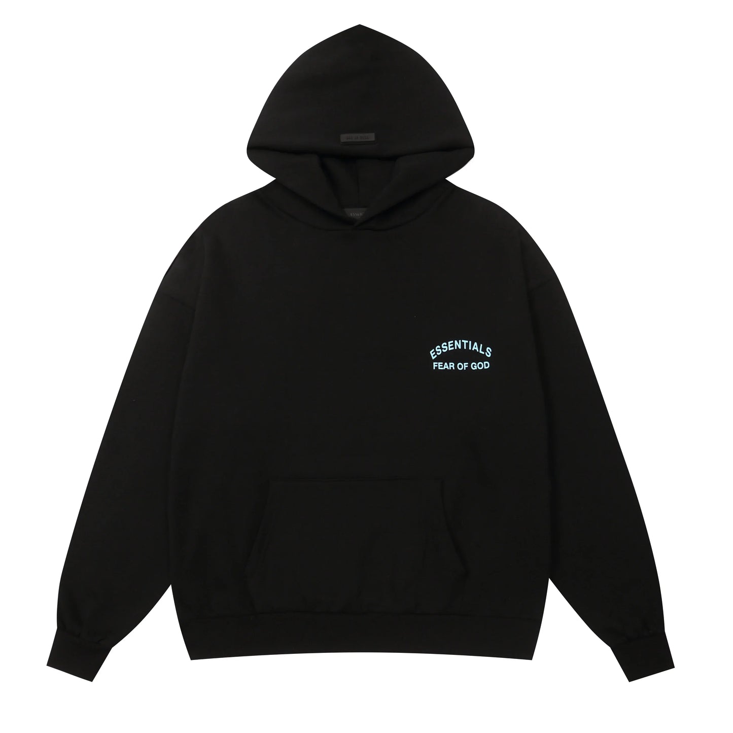 Essentials black fleece joggers with elastic waistband comfort by Fear Of God