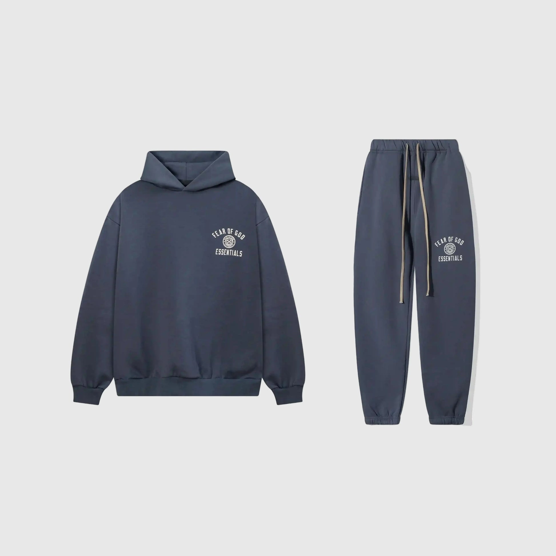 Essentials blue fleece tracksuit set with relaxed casual fit by Fear Of God