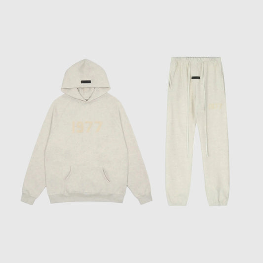 Essentials cloud dance fleece tracksuit set with relaxed fit by Fear Of God