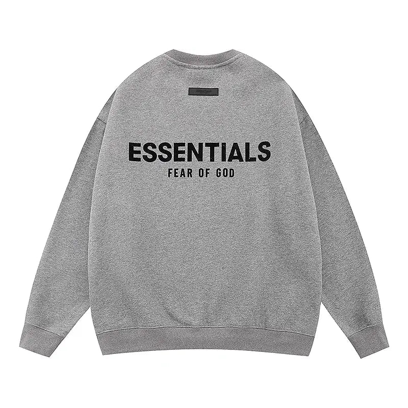 Design details of Essentials dark heather oatmeal fleece set by Fear Of God