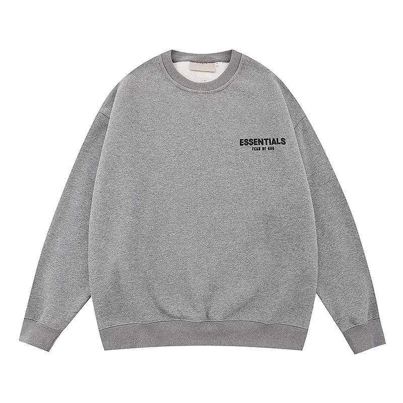 Essentials dark heather oatmeal fleece joggers with elastic waistband by Fear Of God