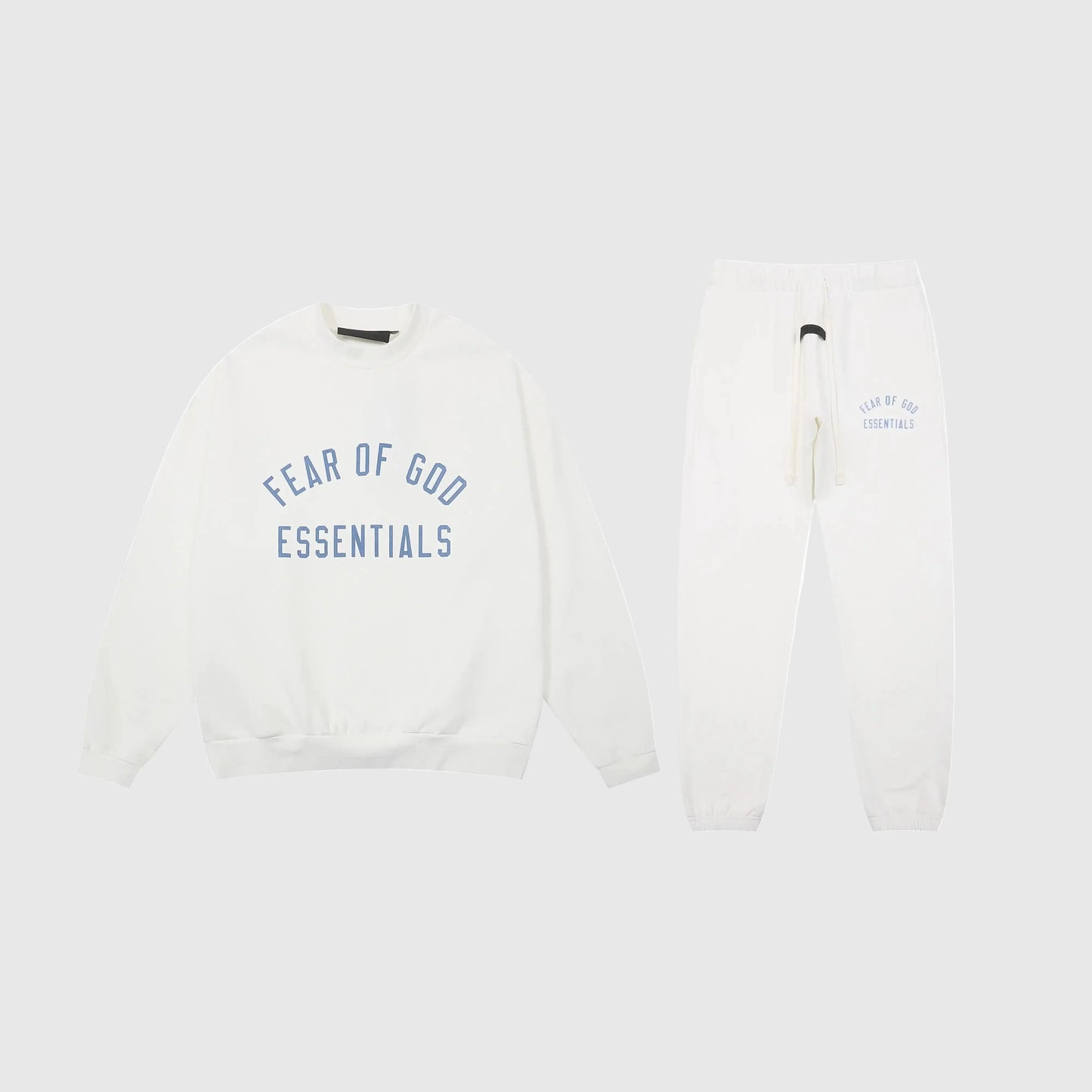 Essentials eggshell deluxe fleece tracksuit set with relaxed fit by Fear Of God