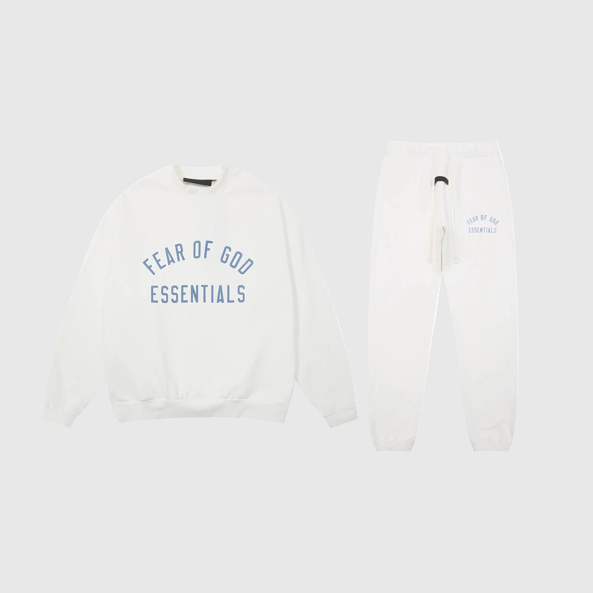 Essentials eggshell deluxe fleece tracksuit set with relaxed fit by Fear Of God