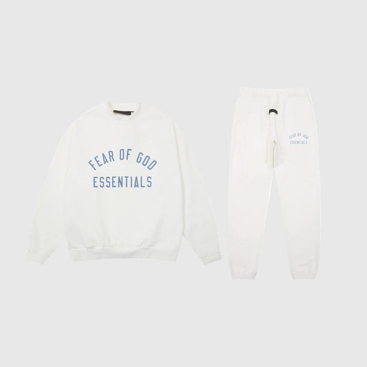 Essentials eggshell deluxe fleece tracksuit set with relaxed fit by Fear Of God