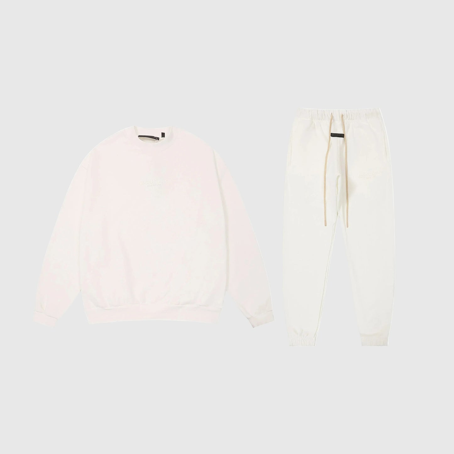 Essentials eggshell fleece tracksuit set by Fear Of God with relaxed fit