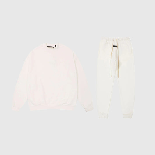 Essentials eggshell fleece tracksuit set by Fear Of God with relaxed fit
