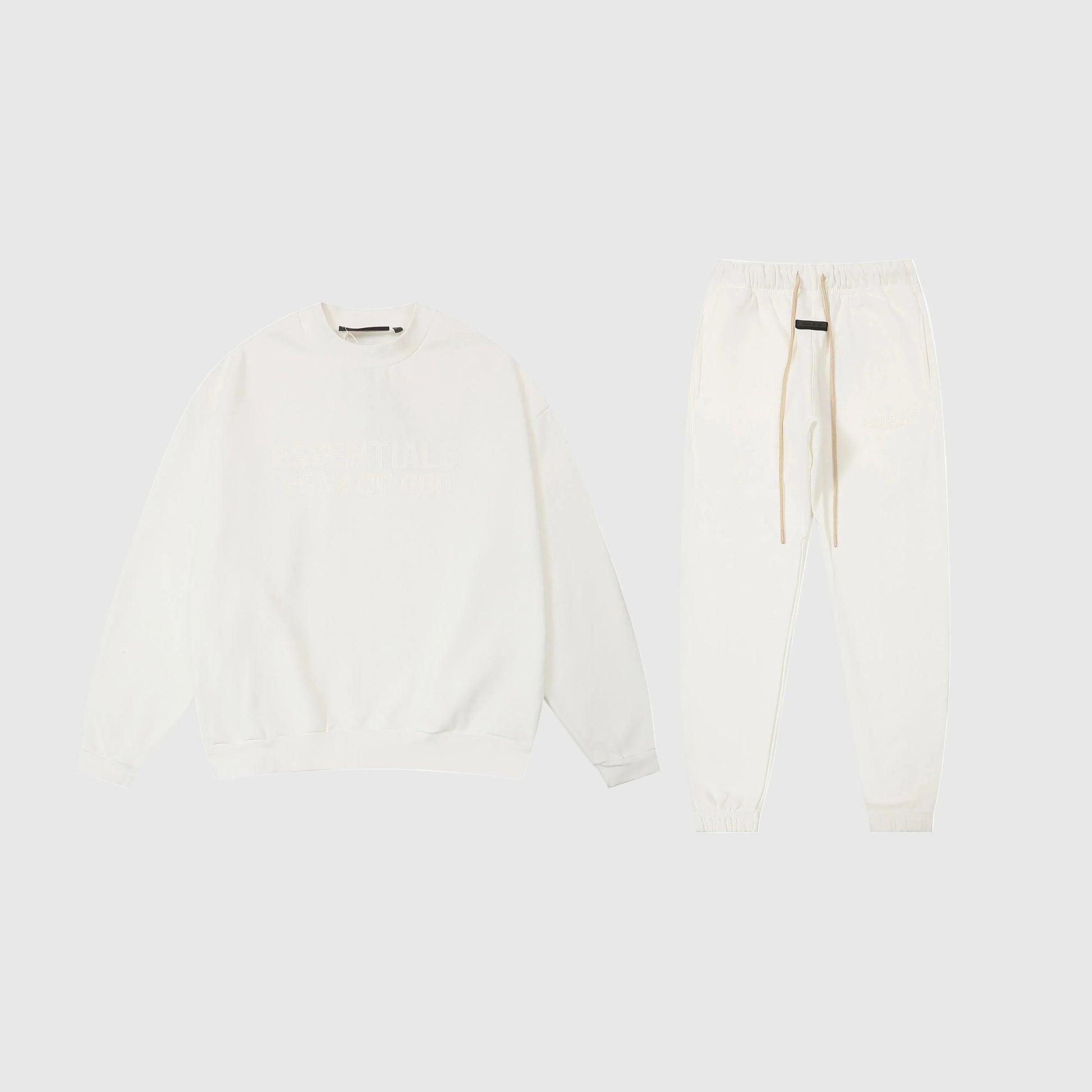 Essentials eggshell relaxed fleece tracksuit set with everyday casual fit by Fear Of God