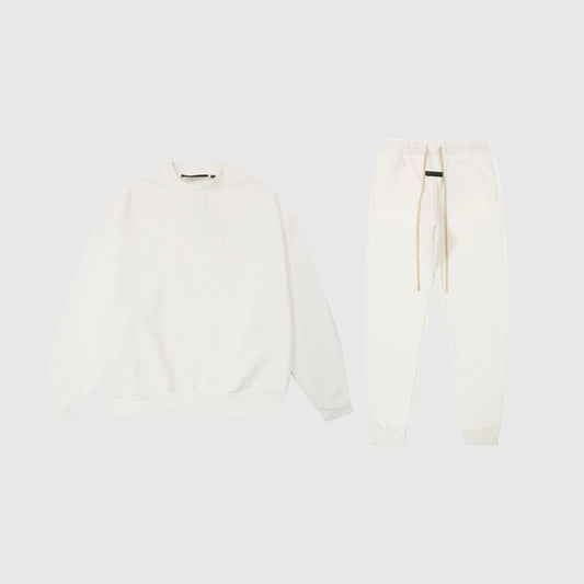 Essentials eggshell relaxed fleece tracksuit set with everyday casual fit by Fear Of God