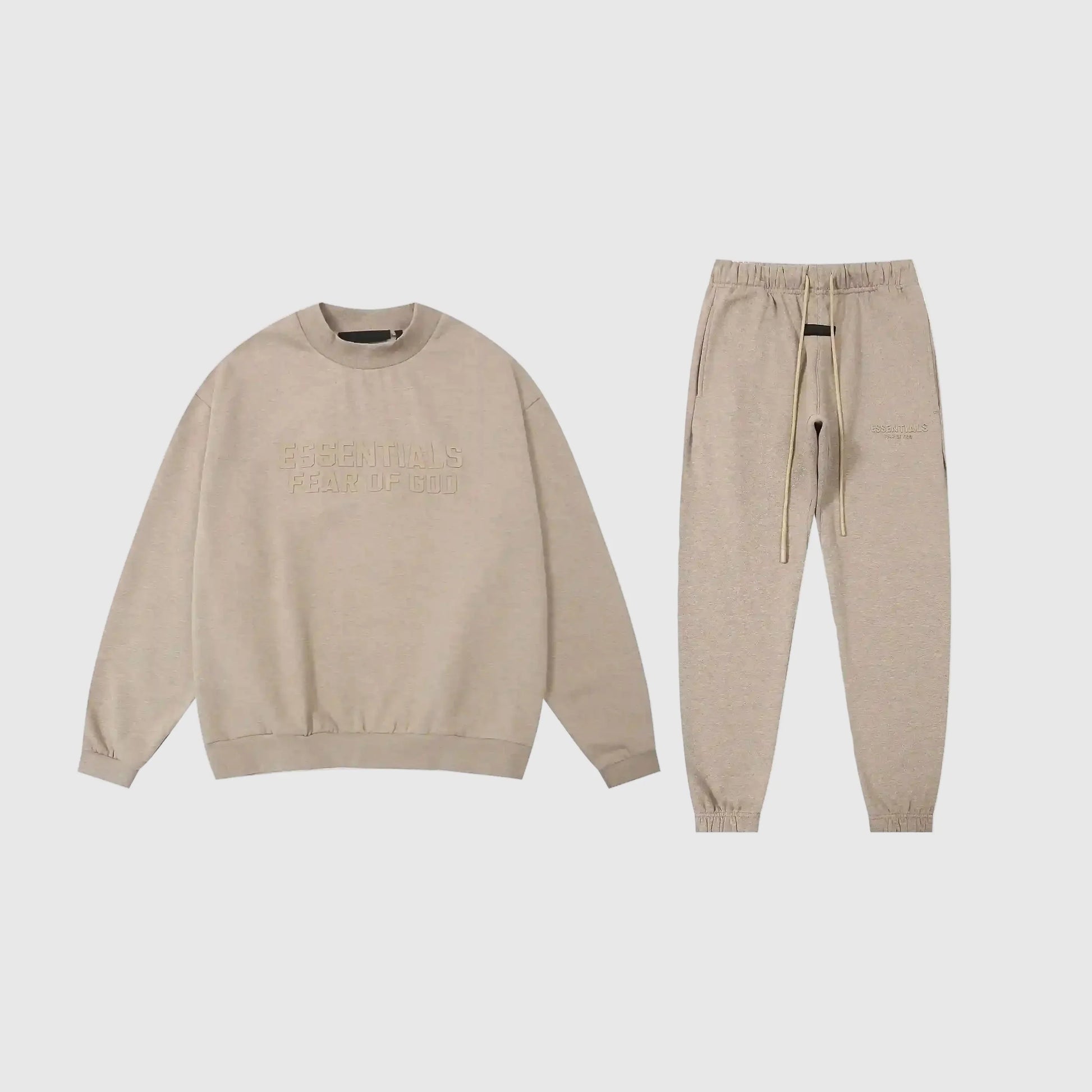 Essentials heathered grey fleece tracksuit set with relaxed fit by Fear Of God